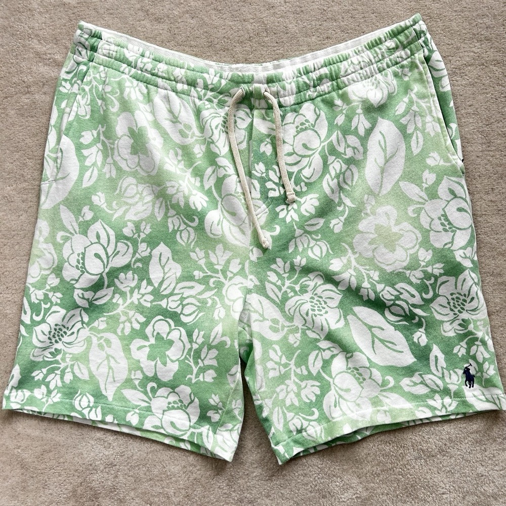 Polo Ralph Lauren Men's Terry Cloth Shorts Mens Large Drawstring Pockets Floral